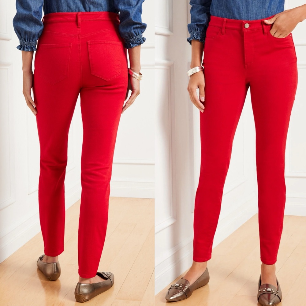 Ann Taylor Jeans Curvy Fit Skinny Jeans Red Washed Color Denim SZ 2 - Like NEW!